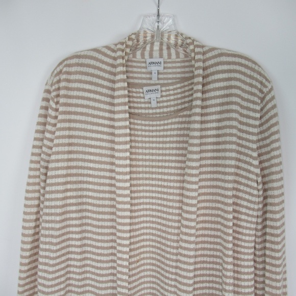 ARMANI COLLEZIONI Shell Tank & Cardigan Set Striped Pointelle Knit Women’s 10 - Picture 2 of 12